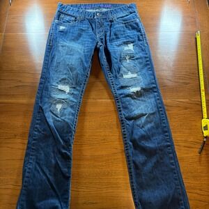 NWOT Cruel Denim Blake Women's Blue Distressed Straight Leg Jeans Size 28 5R‎